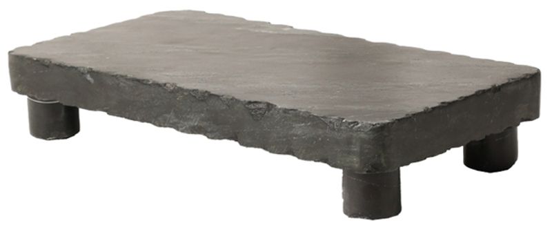 Marmorfat på ben Sort 30*15cm