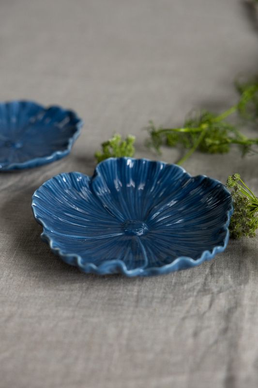 Blomster Fat Mørkeblått 15cm