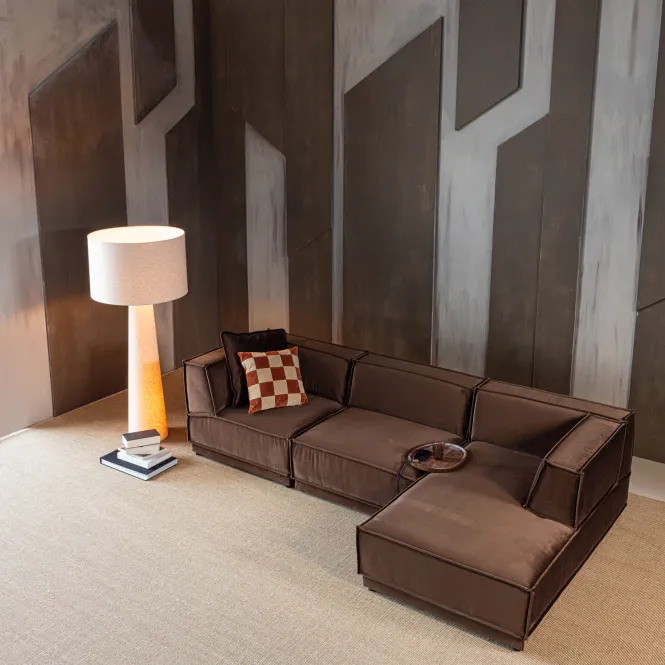 Hovedbilde Manu Sjeselongsofa - Velvet brown - Høyre 
