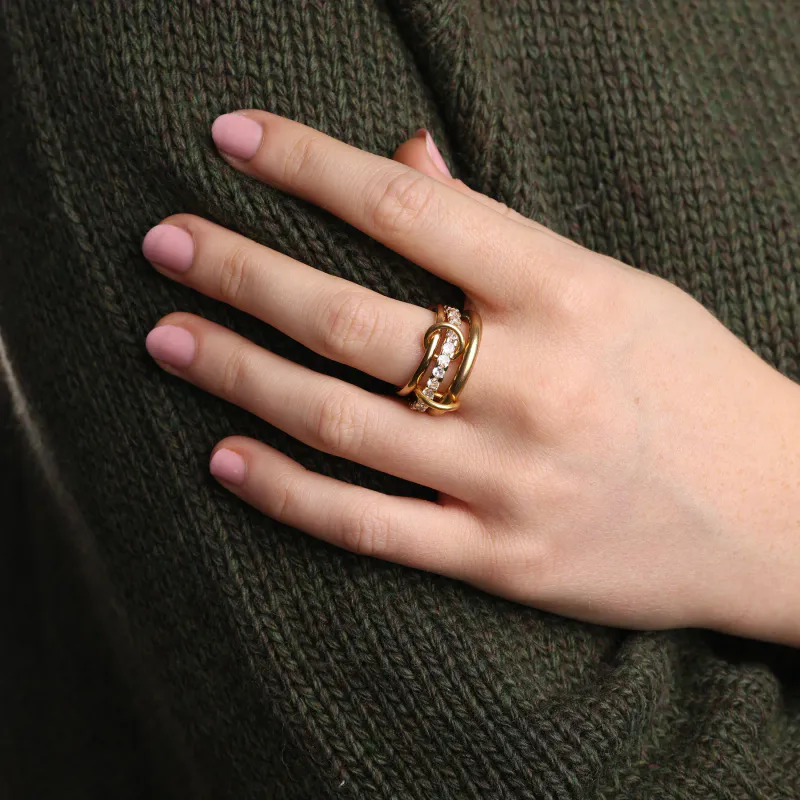 ETHEL - STACKED RING CRYSTAL STAINLESS STEEL GOLD