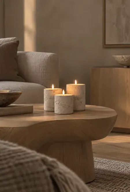 Hovedbilde Led lys med cementfinish Beige 10cm